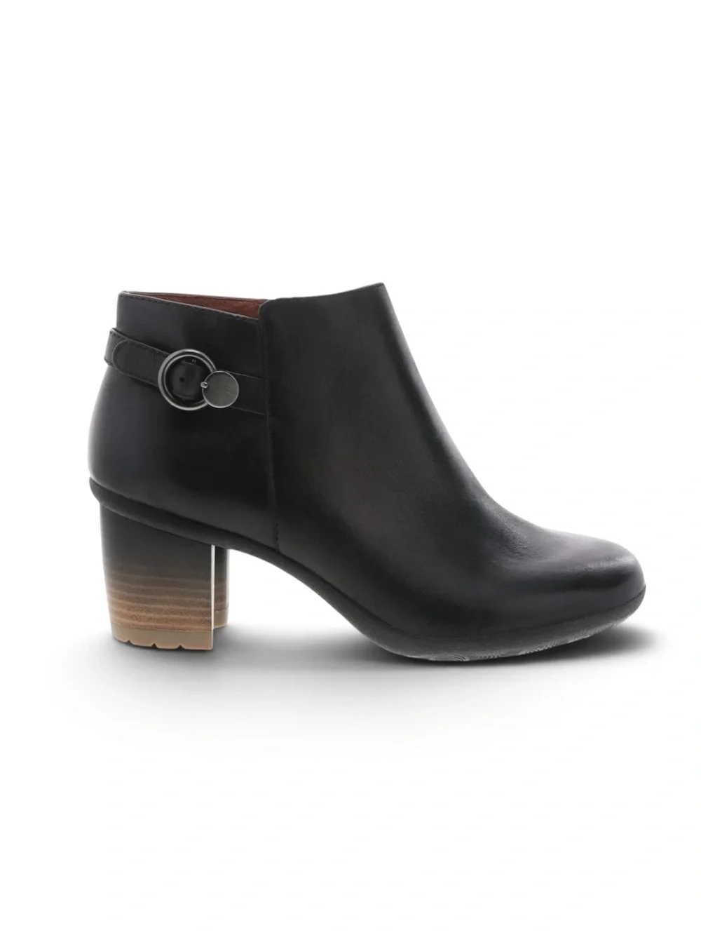 Dansko Perry Black Leather Ankle Boot with Stacked Heel, Waterproof, Size 38/7.5